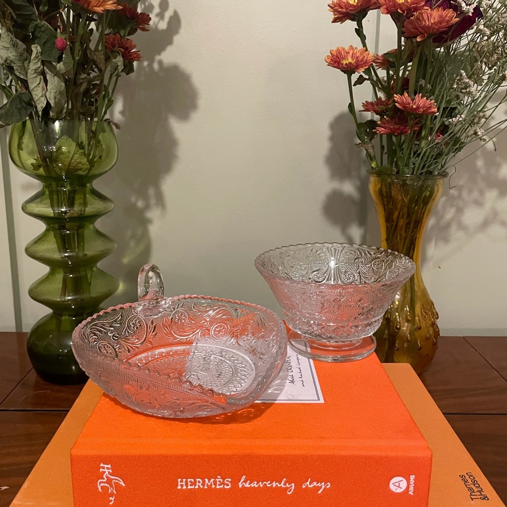 - Duncan Miller pair of crystal dishes